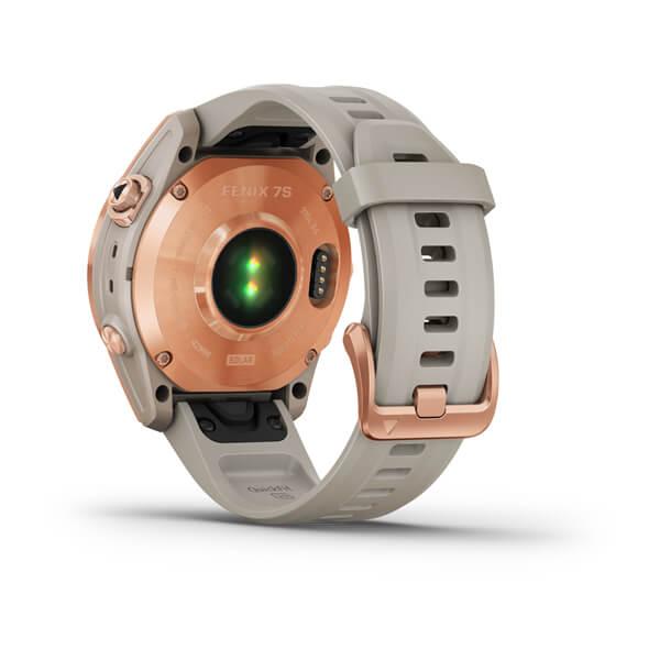 Спортивний годинник Garmin Fenix 7S Solar Rose Gold з піщаним силіконовим ремінцем 010-02539-11