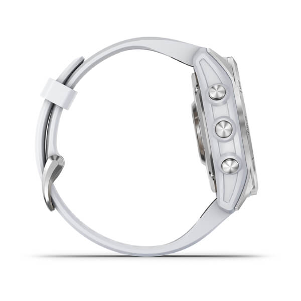 Спортивний годинник Garmin Fenix 7S Silver з білим силіконовим ремінцем 010-02539-03