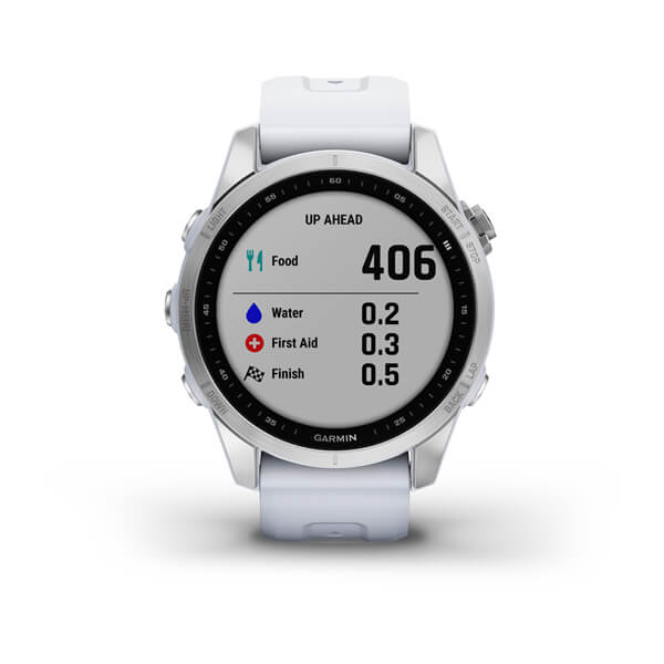 Спортивний годинник Garmin Fenix 7S Silver з білим силіконовим ремінцем 010-02539-03