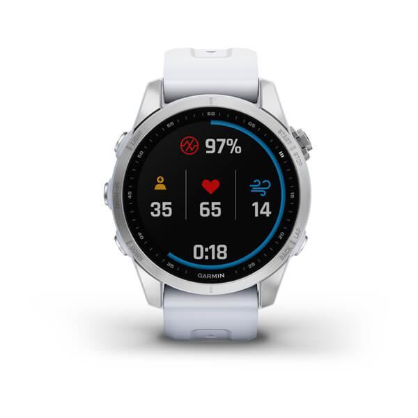 Спортивний годинник Garmin Fenix 7S Silver з білим силіконовим ремінцем 010-02539-03