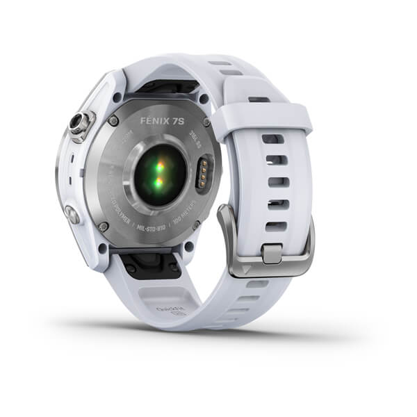 Спортивний годинник Garmin Fenix 7S Silver з білим силіконовим ремінцем 010-02539-03