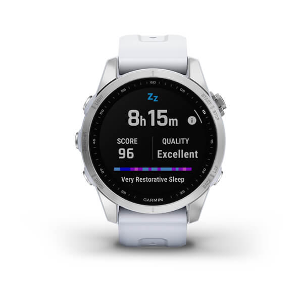 Спортивний годинник Garmin Fenix 7S Silver з білим силіконовим ремінцем 010-02539-03