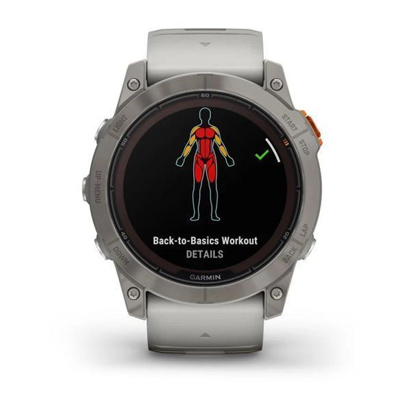 Спортивний годинник Garmin Fenix 7X Pro Sapphire Solar Titanium з сіро-помаранчевим силіконовим ремінцем 010-02778-15