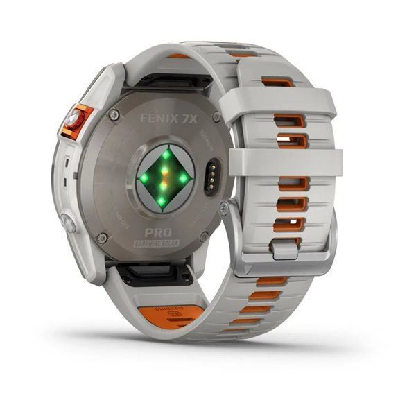 Спортивний годинник Garmin Fenix 7X Pro Sapphire Solar Titanium з сіро-помаранчевим силіконовим ремінцем 010-02778-15