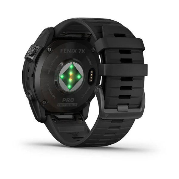 Спортивний годинник Garmin Fenix 7X Pro Sapphire Solar Edition Carbon Gray DLC Titanium з чорним силіконовим ремінцем 010-02778-11