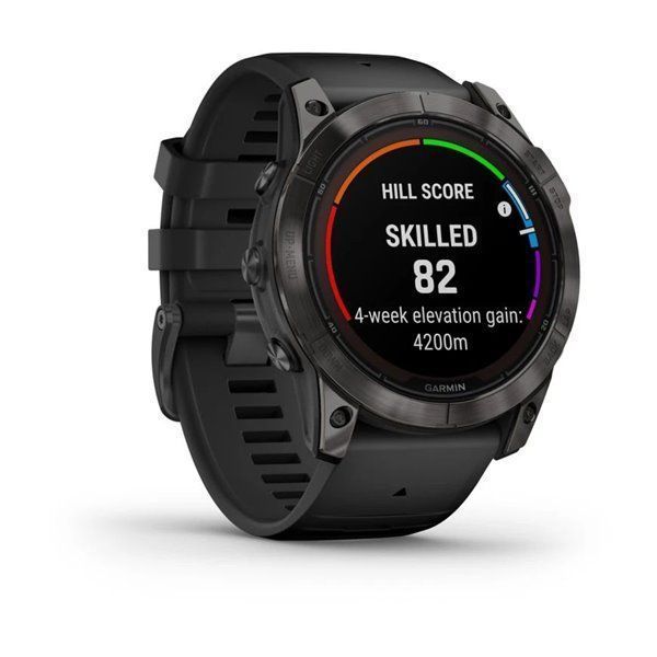 Спортивний годинник Garmin Fenix 7X Pro Sapphire Solar Edition Carbon Gray DLC Titanium з чорним силіконовим ремінцем 010-02778-11