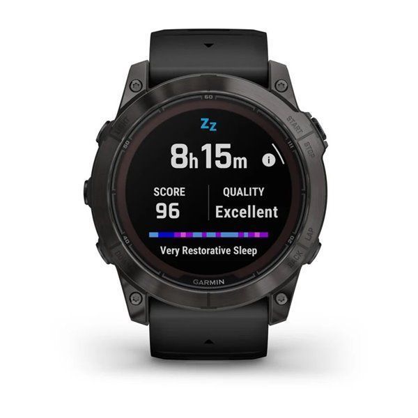 Спортивний годинник Garmin Fenix 7X Pro Sapphire Solar Edition Carbon Gray DLC Titanium з чорним силіконовим ремінцем 010-02778-11