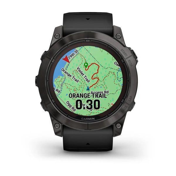 Спортивний годинник Garmin Fenix 7X Pro Sapphire Solar Edition Carbon Gray DLC Titanium з чорним силіконовим ремінцем 010-02778-11