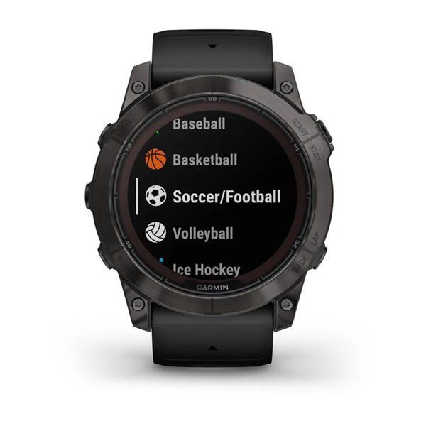 Спортивний годинник Garmin Fenix 7X Pro Sapphire Solar Edition Carbon Gray DLC Titanium з чорним силіконовим ремінцем 010-02778-11