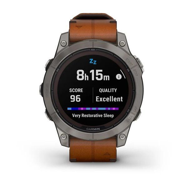 Спортивний годинник Garmin Fenix 7 Pro Sapphire Solar Edition Titanium з коричневим шкіряним ремінцем 010-02777-30