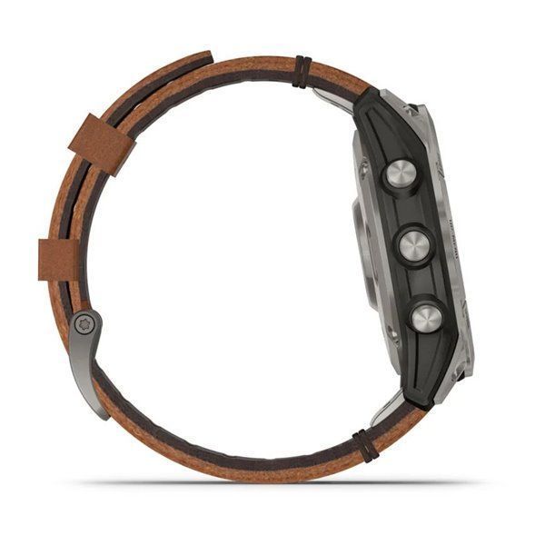 Спортивний годинник Garmin Fenix 7 Pro Sapphire Solar Edition Titanium з коричневим шкіряним ремінцем 010-02777-30