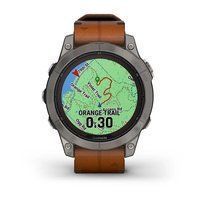 Спортивний годинник Garmin Fenix 7 Pro Sapphire Solar Edition Titanium з коричневим шкіряним ремінцем 010-02777-30