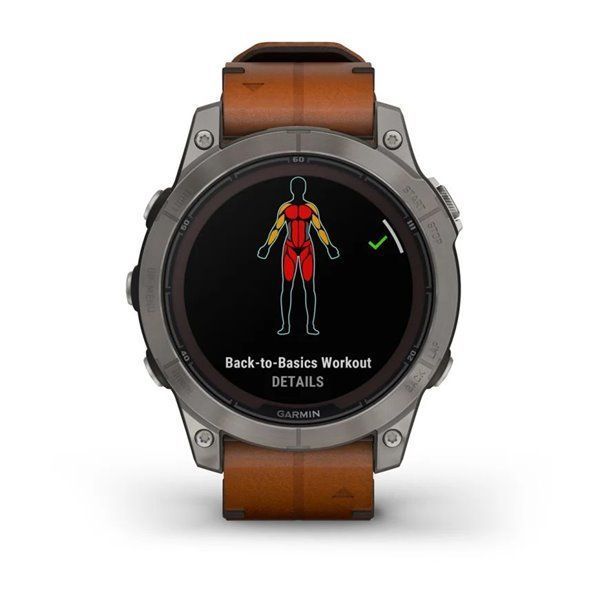 Спортивний годинник Garmin Fenix 7 Pro Sapphire Solar Edition Titanium з коричневим шкіряним ремінцем 010-02777-30