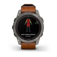 Спортивний годинник Garmin Fenix 7 Pro Sapphire Solar Edition Titanium з коричневим шкіряним ремінцем 010-02777-30
