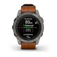 Спортивний годинник Garmin Fenix 7 Pro Sapphire Solar Edition Titanium з коричневим шкіряним ремінцем 010-02777-30