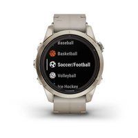 Спортивний годинник Garmin Fenix 7S Pro Sapphire Solar Edition Soft Gold з піщаним шкіряним ремінцем 010-02776-30