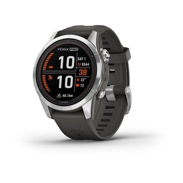 Спортивний годинник Garmin Fenix 7S Pro Sapphire Solar Edition Silverі з сірим силіконовим ремінцем 010-02776-01