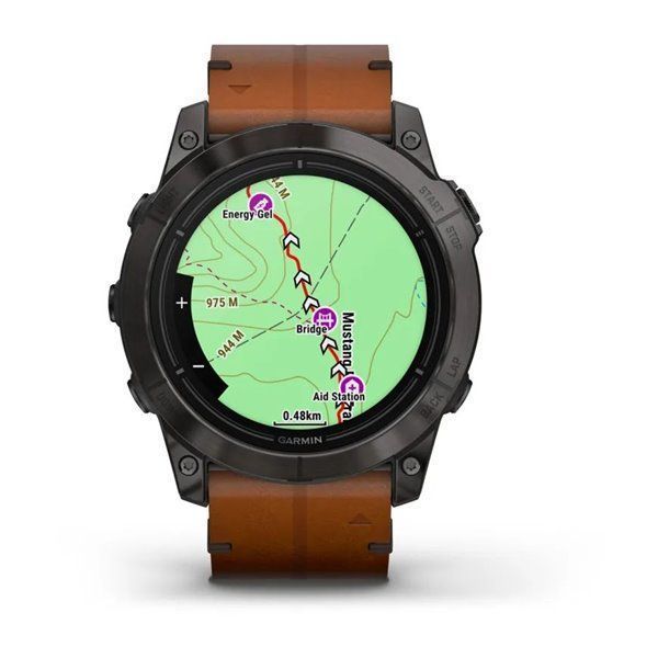 Спортивний годинник Garmin Epix Pro Gen 2 Sapphire Edition Carbon Gray DLC Titanium з коричневим шкіряним ремінцем 010-02804-30
