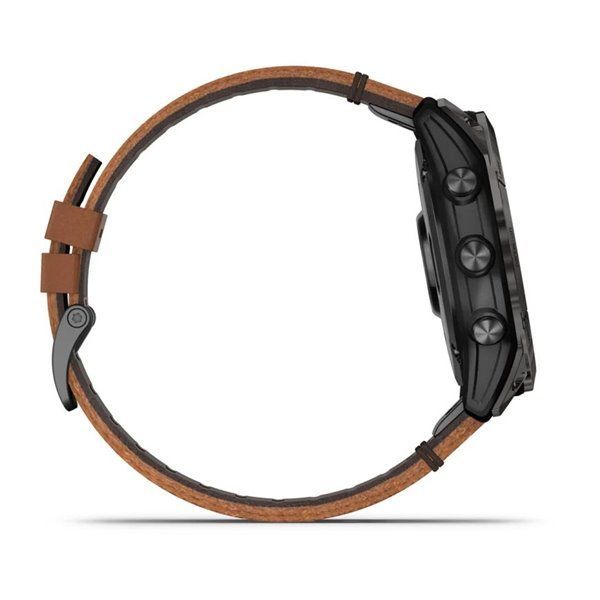 Спортивний годинник Garmin Epix Pro Gen 2 Sapphire Edition Carbon Gray DLC Titanium з коричневим шкіряним ремінцем 010-02804-30