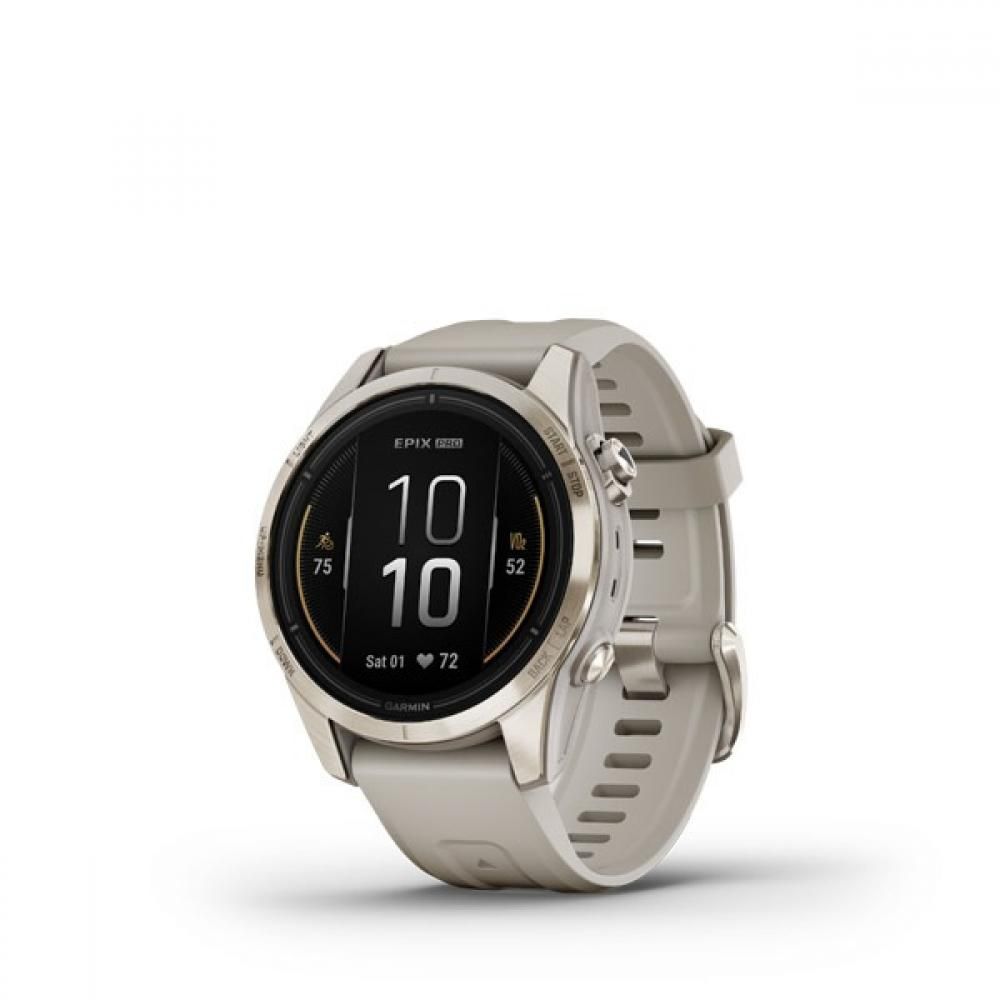 Спортивний годинник Garmin Epix Pro Gen 2 Sapphire Edition (42мм) Soft Gold з силіконовим пісочним ремінцем 010-02802-11