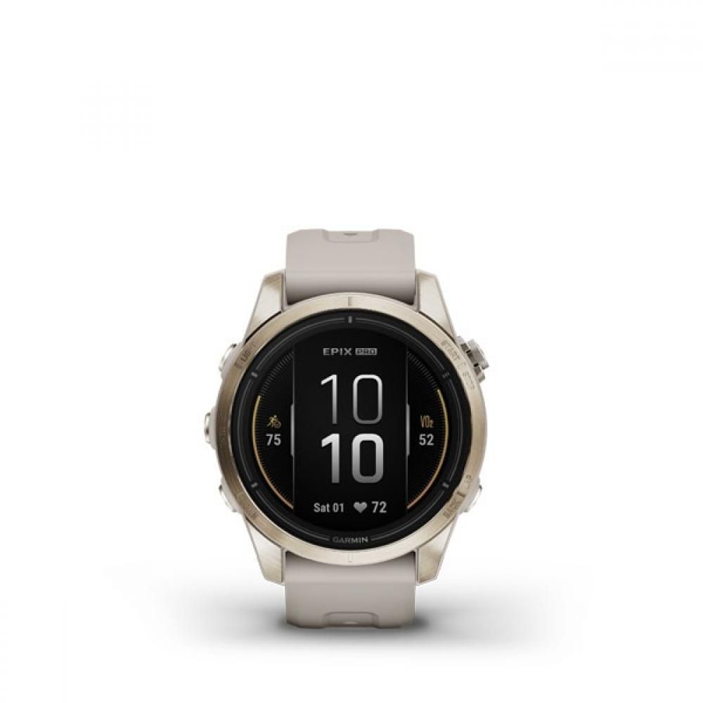 Спортивний годинник Garmin Epix Pro Gen 2 Sapphire Edition (42мм) Soft Gold з силіконовим пісочним ремінцем 010-02802-11