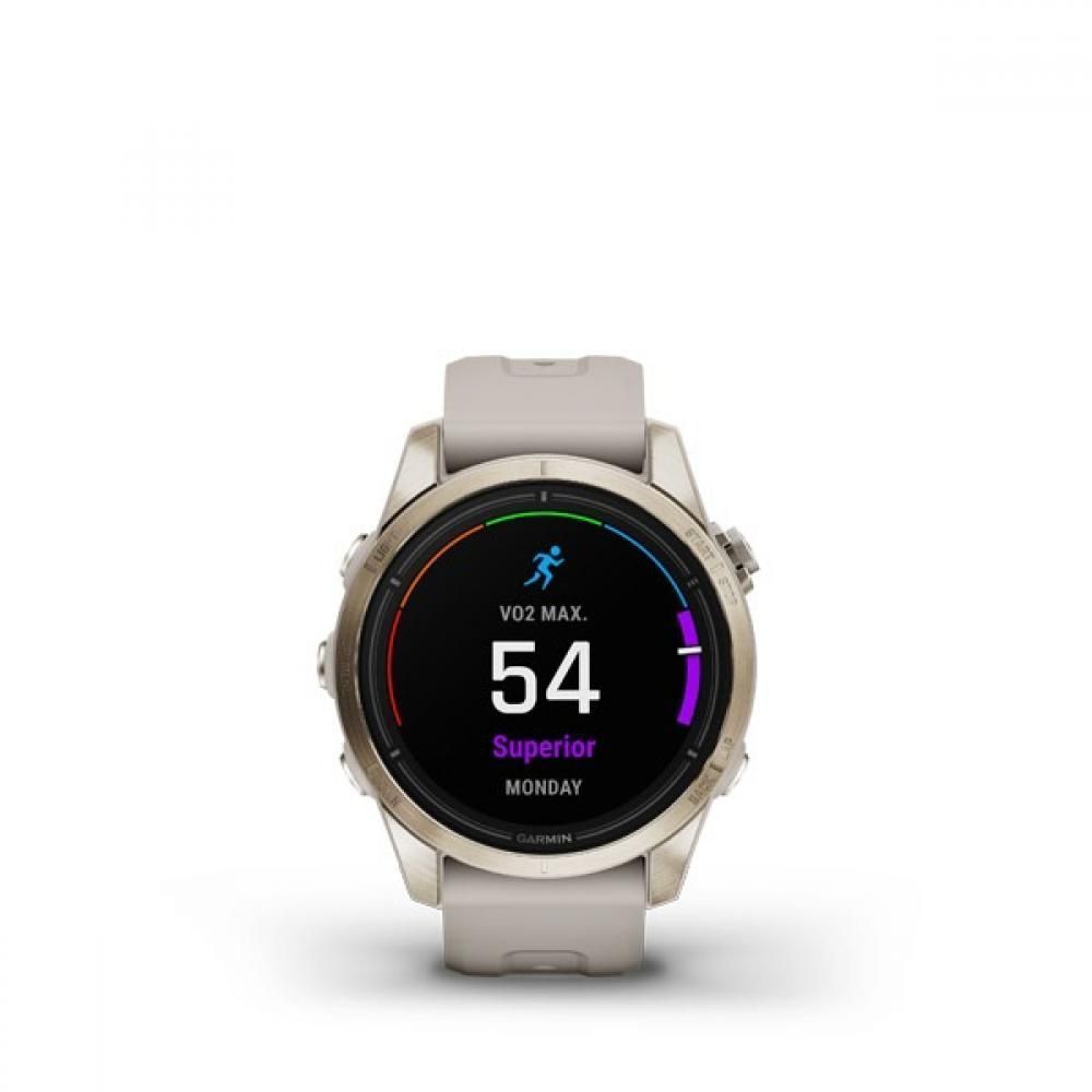 Спортивний годинник Garmin Epix Pro Gen 2 Sapphire Edition (42мм) Soft Gold з силіконовим пісочним ремінцем 010-02802-11