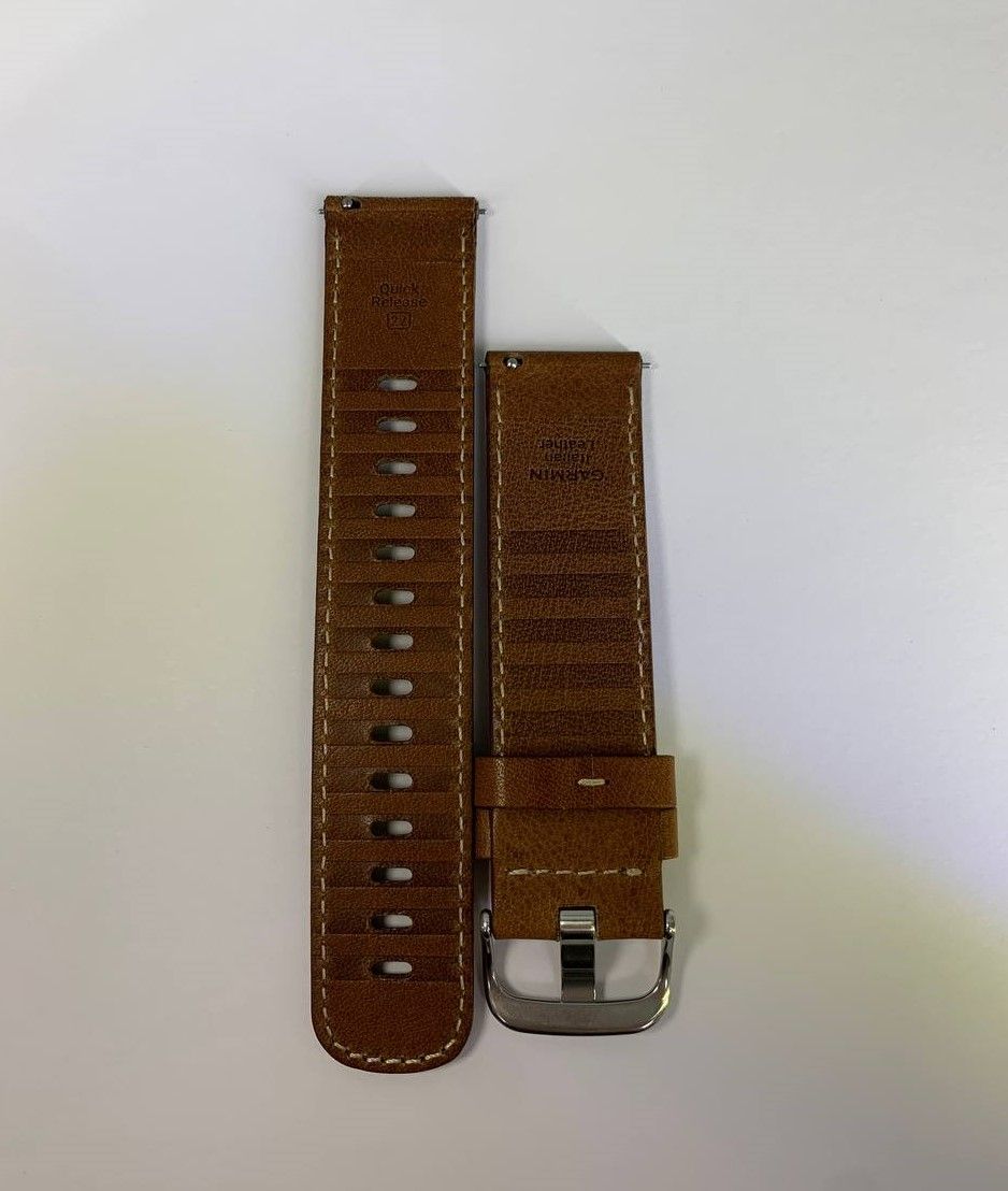 Ремінець з італійської шкіри Garmin Quick Release 22 мм Leather Leder Braun 010-12932-24