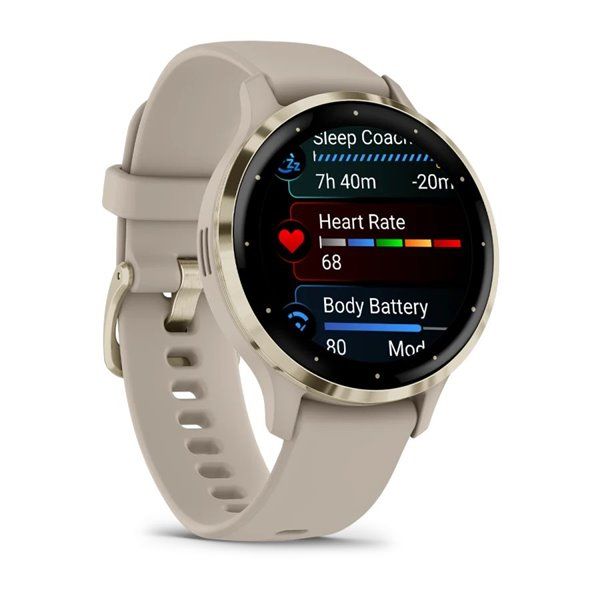 Спортивний годинник Garmin Venu 3S French Gray Soft Gold з силіконовим ремінцем 010-02785-02 