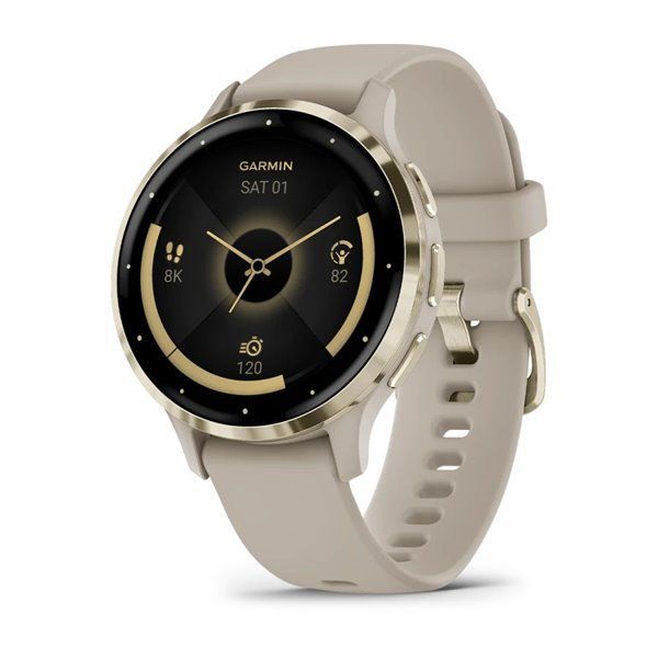 Спортивний годинник Garmin Venu 3S French Gray Soft Gold з силіконовим ремінцем 010-02785-02 