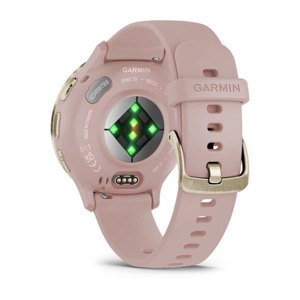 Спортивний годинник Garmin Venu 3S Dust Rose Soft Gold з силіконовим ремінцем 010-02785-03