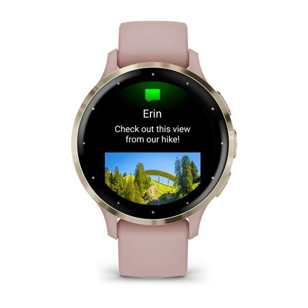 Спортивний годинник Garmin Venu 3S Dust Rose Soft Gold з силіконовим ремінцем 010-02785-03