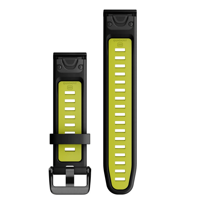 Змінний ремінець Garmin QuickFit 20 мм Black Electric Lime силіконовий 010-13279-03