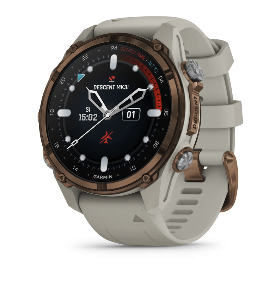 Спортивний годинник Garmin Descent Mk3i (43мм) Bronze PVD Titanium with French Gray з силіконовим ремінцем 010-02753-14