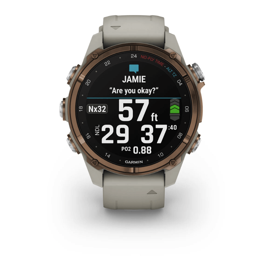 Спортивний годинник Garmin Descent Mk3i (43мм) Bronze PVD Titanium with French Gray з силіконовим ремінцем 010-02753-14