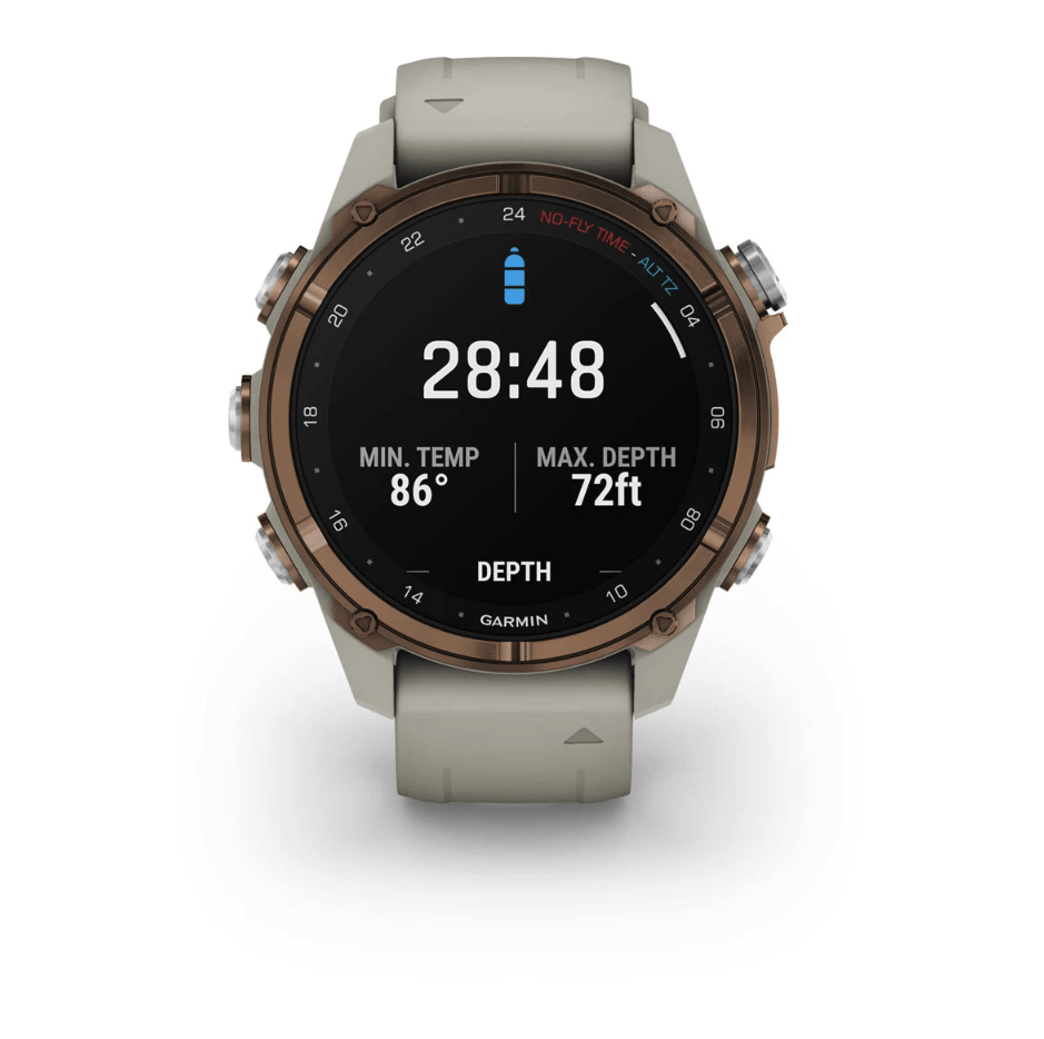 Спортивний годинник Garmin Descent Mk3i (43мм) Bronze PVD Titanium with French Gray з силіконовим ремінцем 010-02753-14