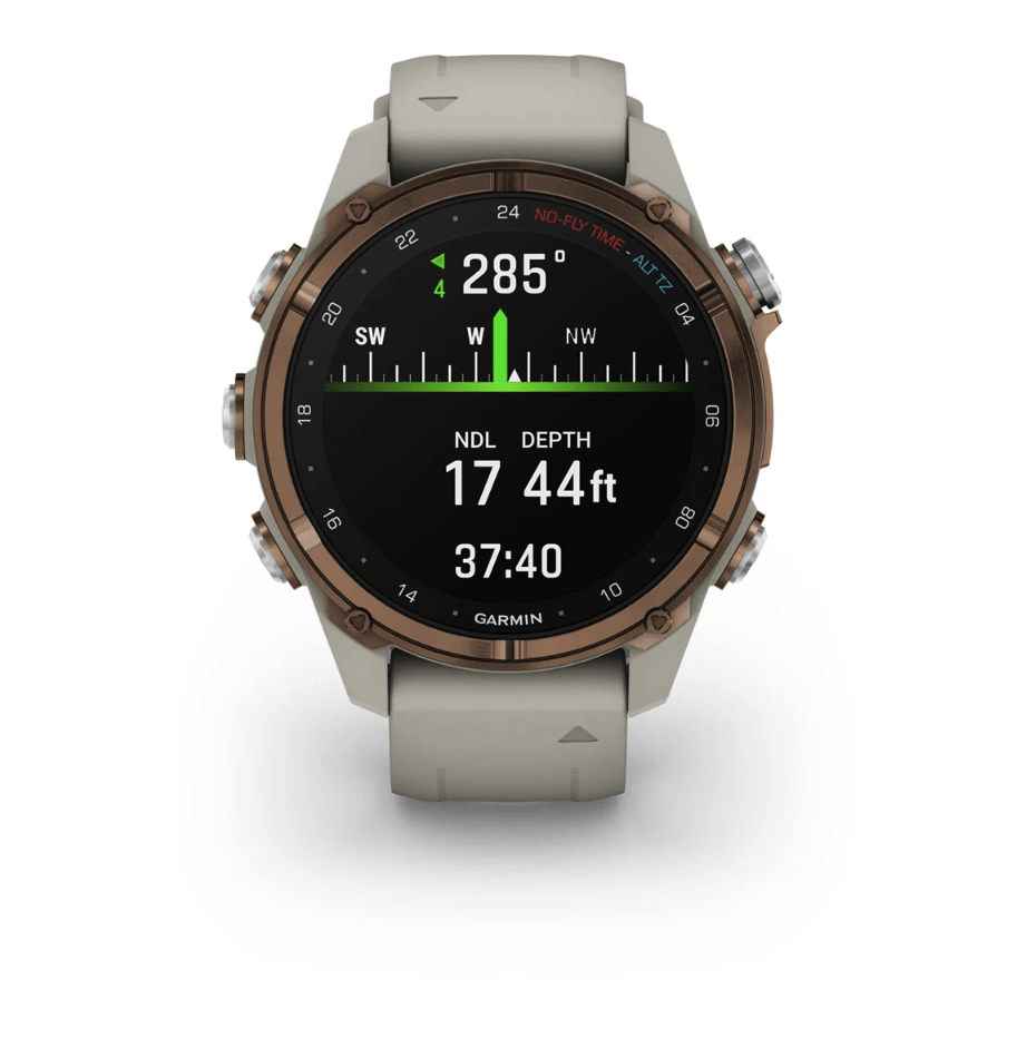 Спортивний годинник Garmin Descent Mk3i (43мм) Bronze PVD Titanium with French Gray з силіконовим ремінцем 010-02753-14