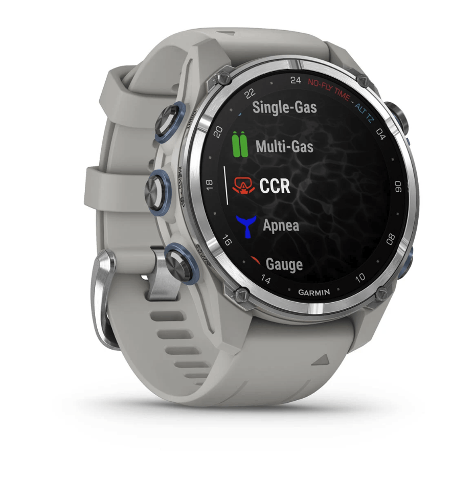 Спортивний годинник Garmin Descent Mk3 (43мм) Stainless Steel with Fog Gray з силіконовим ремінцем 010-02753-04