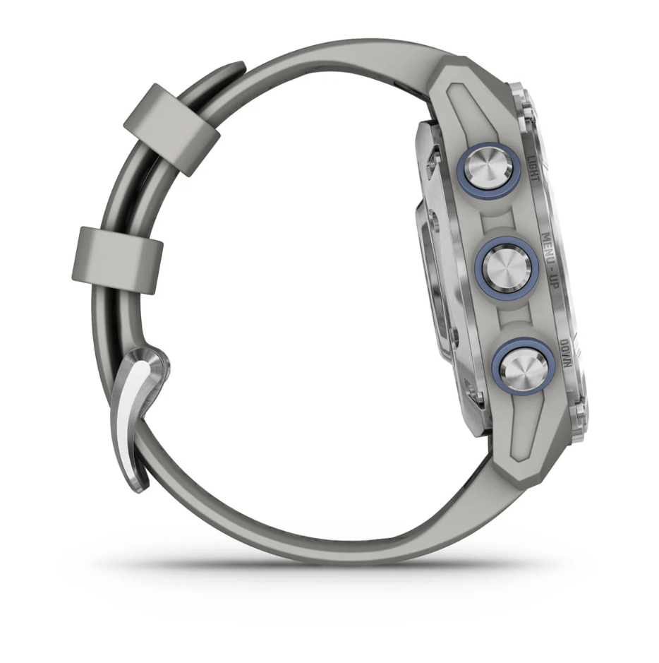 Спортивний годинник Garmin Descent Mk3 (43мм) Stainless Steel with Fog Gray з силіконовим ремінцем 010-02753-04
