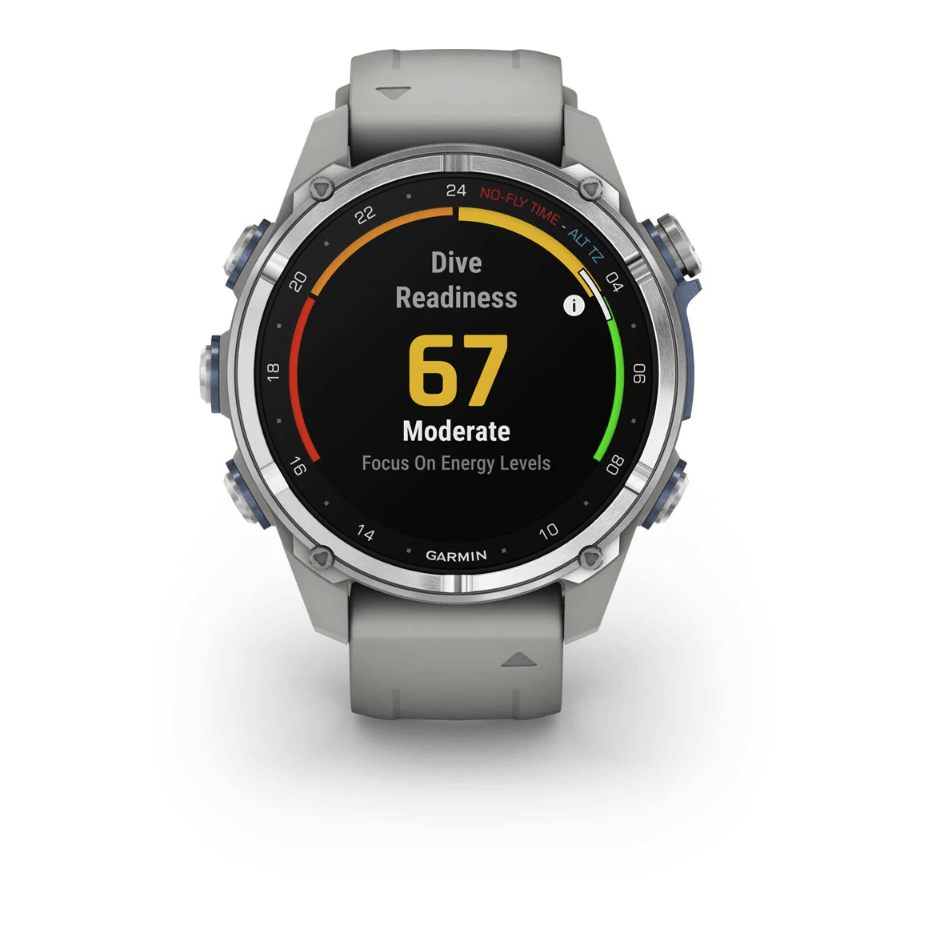 Спортивний годинник Garmin Descent Mk3 (43мм) Stainless Steel with Fog Gray з силіконовим ремінцем 010-02753-04