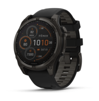 Спортивний годинник Garmin Fenix 8 Solar 47мм Sapphire Carbon Gray DLC Titanium з чорним силіконовим ремінцем 010-02906-11