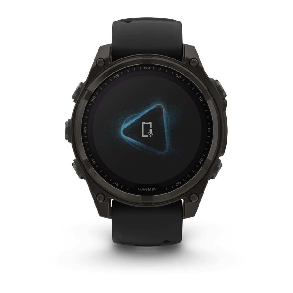 Спортивний годинник Garmin Fenix 8 Solar 47мм Sapphire Carbon Gray DLC Titanium з чорним силіконовим ремінцем 010-02906-11