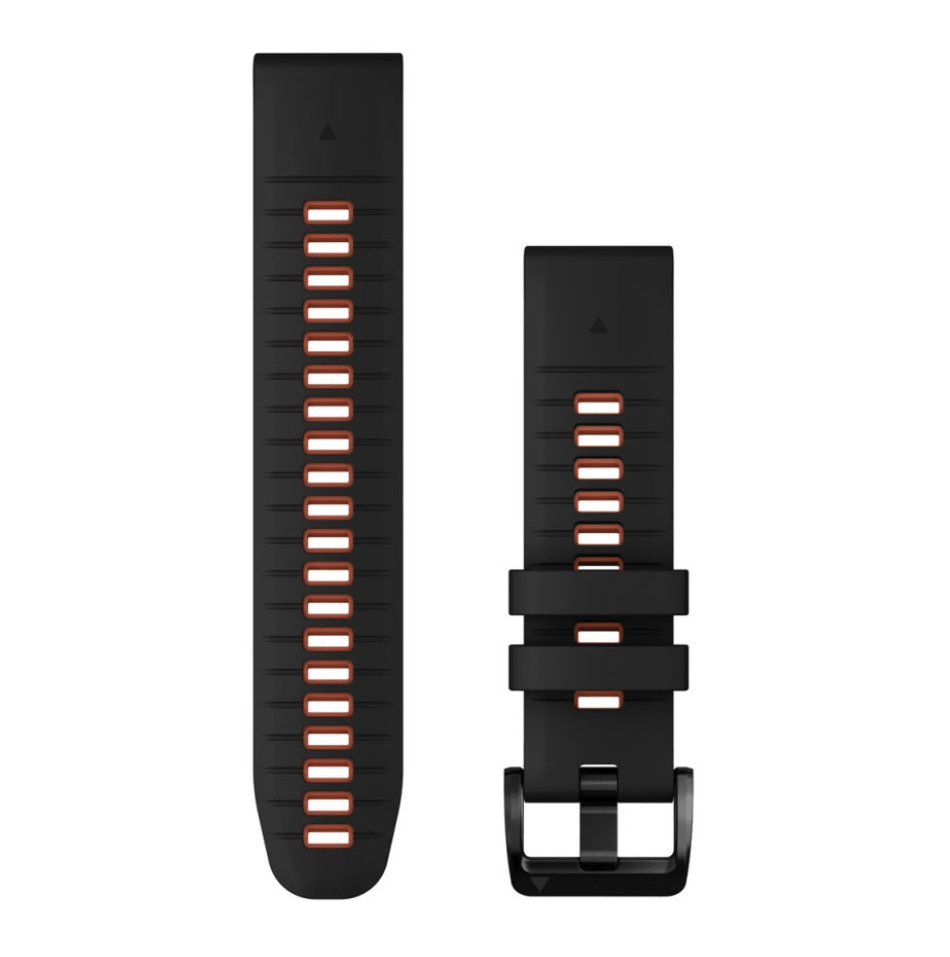 Ремінець Garmin fenix 8 QuickFit 22 мм Black/Flame Red  силіконовий 010-13280-06