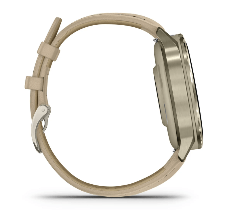 Спортивний годинник Garmin Venu 4 41мм Lunar Gold із шкіряним ремінцем 010-03013-03