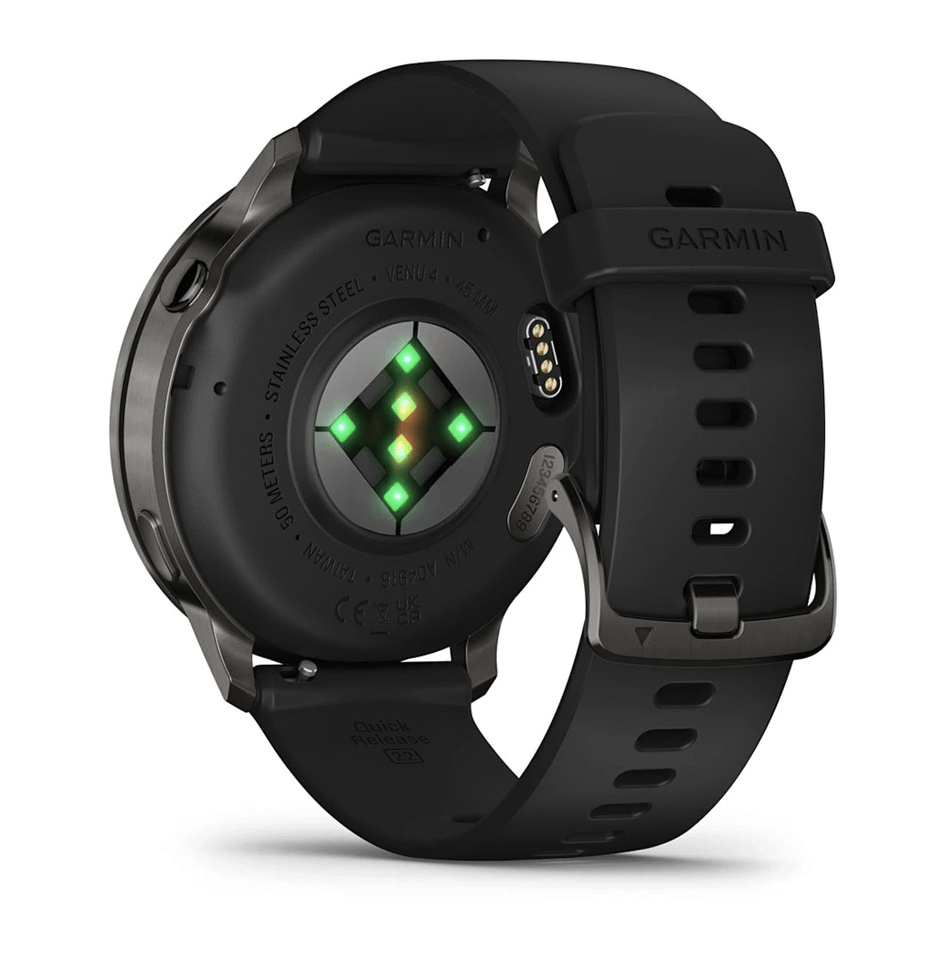 Спортивний годинник Garmin Venu 4 45 мм Black із чорним силіконовим ремінцем 010-03014-00