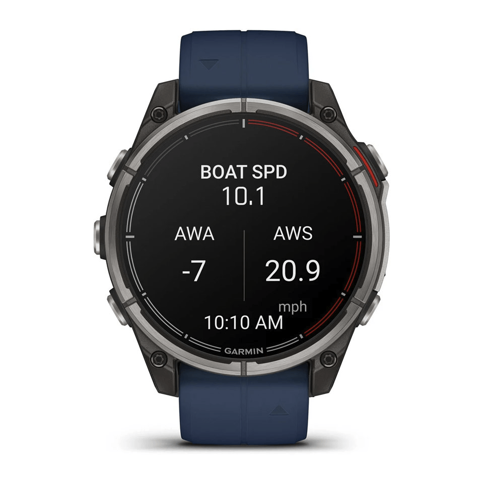 Морський годинник-навігатор Garmin quatix 8 Amoled 47мм Sapphire з синім силіконовим ремінцем 010-02904-51