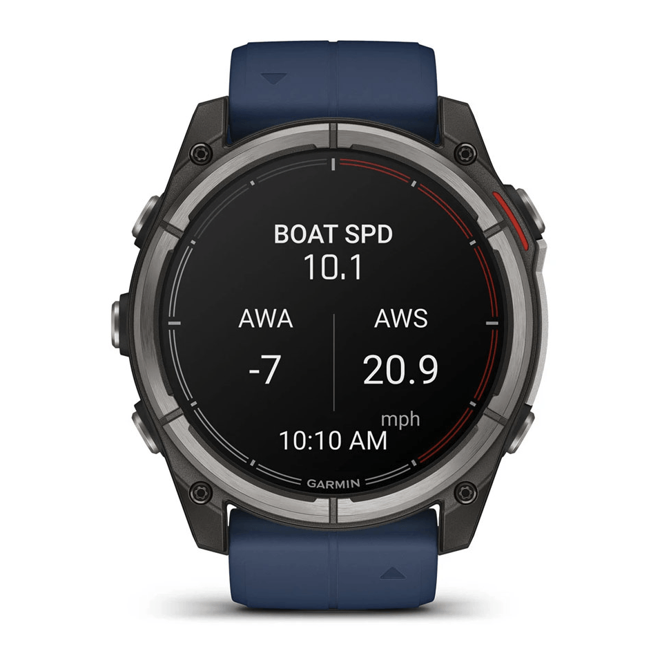 Морський годинник-навігатор Garmin quatix 8 Amoled 51мм Sapphire з синім силіконовим ремінцем 010-02905-91