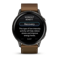 Спортивний годинник Garmin Venu 4 45 мм Slate Black із чорним силіконовим та Brown коричневим шкіряним ремінцями 010-03014-03