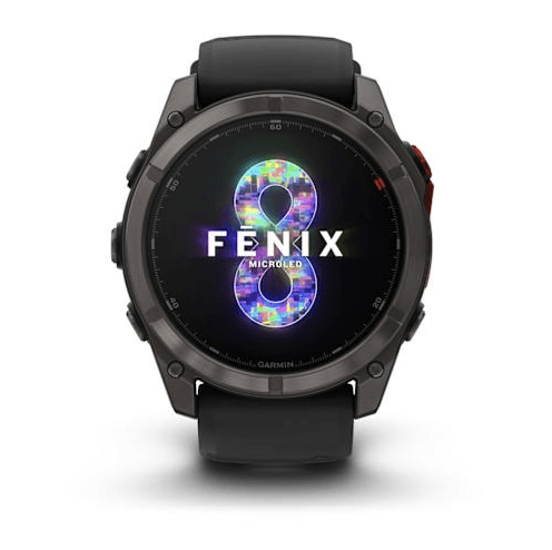 Спортивний годинник Garmin Fenix 8 MicroLED 51мм Sapphire Titanium Carbon Gray з чорним силіконовим ремінцем 010-03380-05