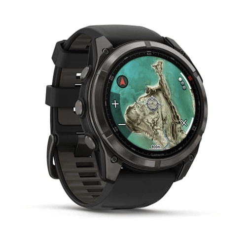 Спортивний годинник Garmin Fenix 8 MicroLED 51мм Sapphire Titanium Carbon Gray з чорним силіконовим ремінцем 010-03380-05
