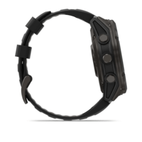Спортивний годинник Garmin Fenix 8 MicroLED 51мм Sapphire Titanium Carbon Gray з чорним силіконовим ремінцем 010-03380-05
